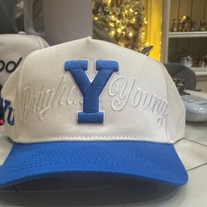 Blue and White Cap with BYU Logo